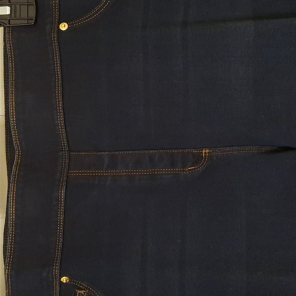 NWT SLIM FACTOR BY INVESTMENTS MIDNIGHT WASH ANKLE DENIM JEANS SZ 3X - Picture 2 of 15